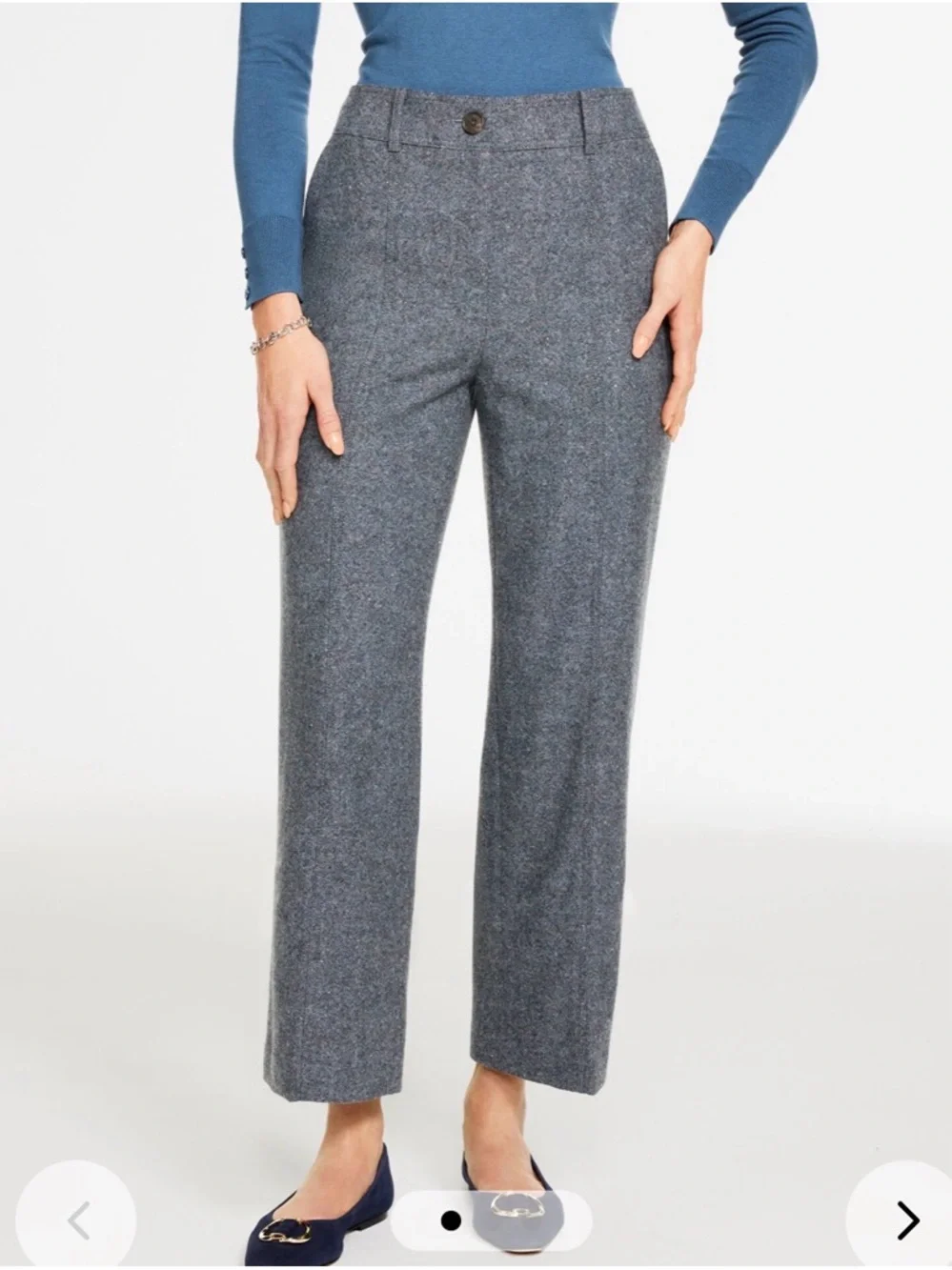 LOFT Gray Straight-Leg Wool-Blend Pants - Picture 1 of 9